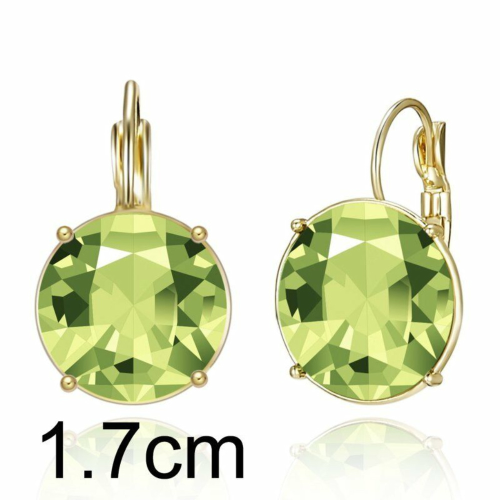 💚Green Round Crystal Rhinestone Earrings💚 - Picture 2 of 3